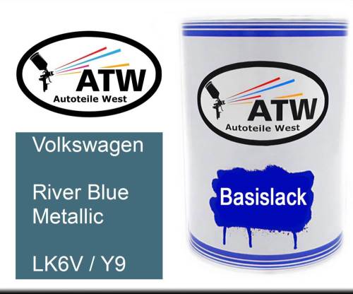 Volkswagen, River Blue Metallic, LK6V / Y9: 500ml Lackdose, von ATW Autoteile West.